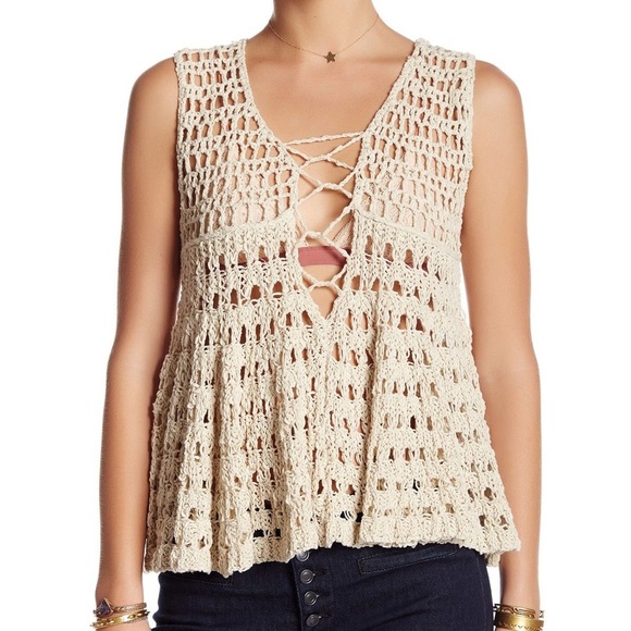 Free People Tops - Free People Cream Knit Tank Top